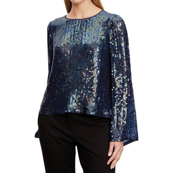 VELVET BY GRAHAM & SPENCER Womens Black Floral Elbow Sleeve Split Top main image 1